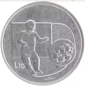 Монета 10 лир Сан-Марино 1976 года Алюминий