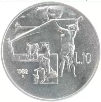 Монета 10 лир Сан-Марино 1982 года Алюминий