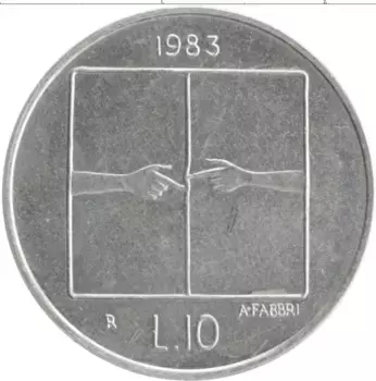 Монета 10 лир Сан-Марино 1983 года Алюминий
