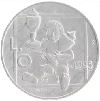 Монета 10 лир Сан-Марино 1995 года Алюминий