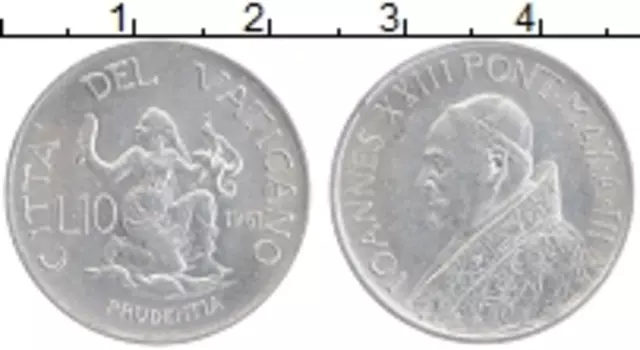 Монета 10 лир Ватикана 1961 года Алюминий Иоанн XXIII