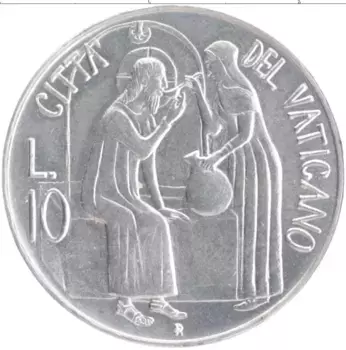 Монета 10 лир Ватикана 1981 года Алюминий Иоанн Павел II