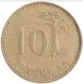 Монета 10 марок Финляндии 1952 года Бронза