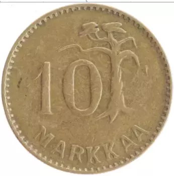 Монета 10 марок Финляндии 1952 года Бронза