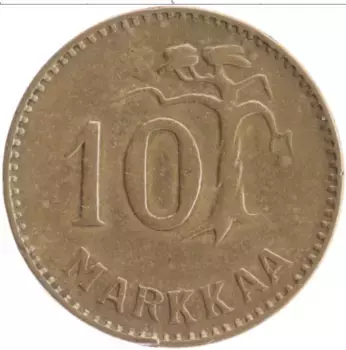 Монета 10 марок Финляндии 1952 года Бронза