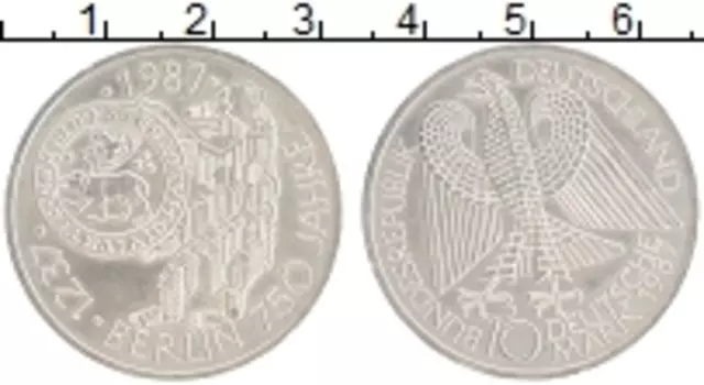 Монета 10 марок ФРГ 1987 года Серебро J