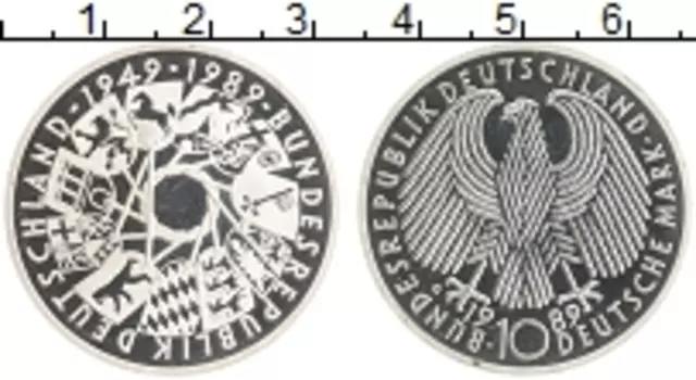 Монета 10 марок ФРГ 1989 года Серебро G