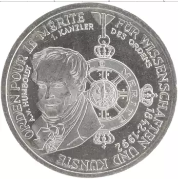 Монета 10 марок ФРГ 1992 года Серебро D