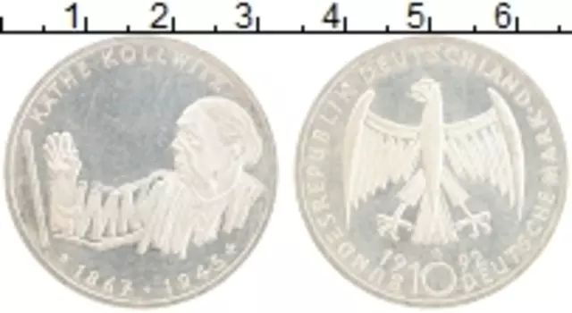 Монета 10 марок ФРГ 1992 года Серебро G