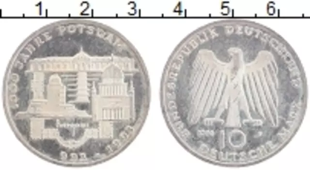 Монета 10 марок ФРГ 1993 года Серебро 1000 лет Потсдаму, F