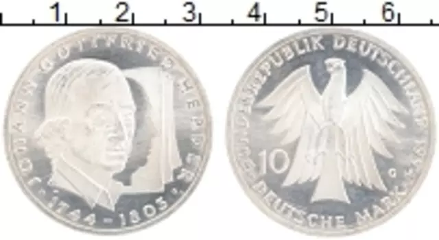 Монета 10 марок ФРГ 1994 года Серебро G