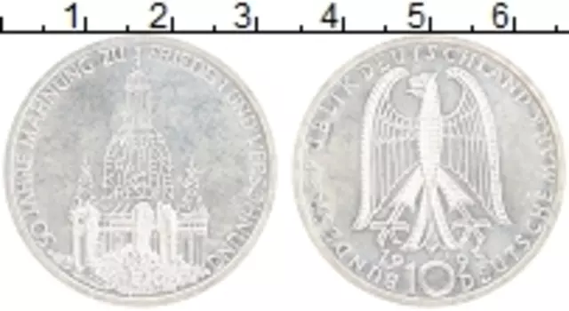 Монета 10 марок ФРГ 1995 года Серебро 50 лет в мире и согласии