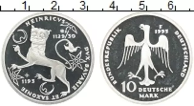 Монета 10 марок ФРГ 1995 года Серебро F