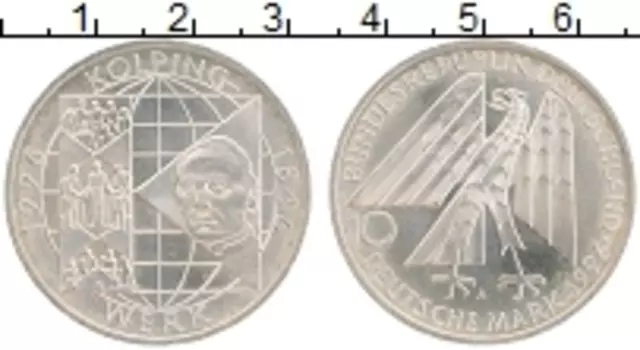 Монета 10 марок ФРГ 1996 года Серебро A