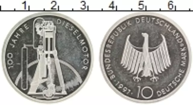 Монета 10 марок ФРГ 1997 года Серебро D