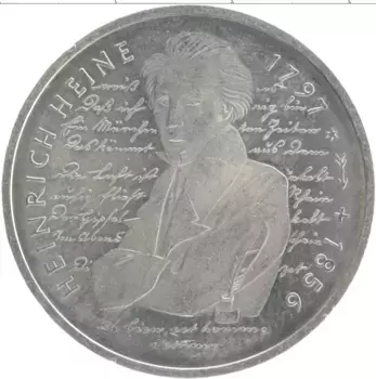 Монета 10 марок ФРГ 1997 года Серебро D