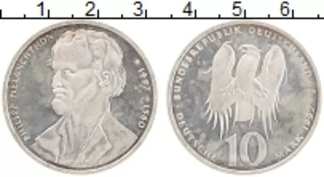 Монета 10 марок ФРГ 1997 года Серебро G