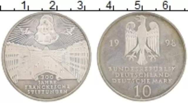 Монета 10 марок ФРГ 1998 года Серебро A