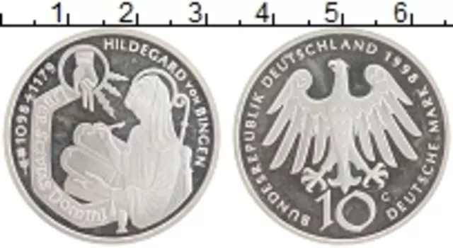 Монета 10 марок ФРГ 1998 года Серебро G