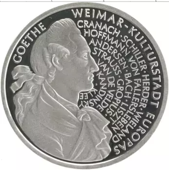 Монета 10 марок ФРГ 1999 года Серебро J