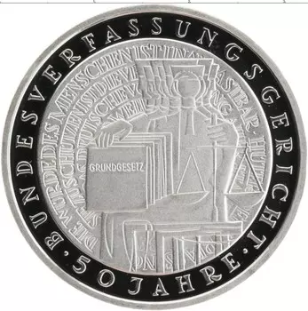 Монета 10 марок ФРГ 2001 года Серебро А