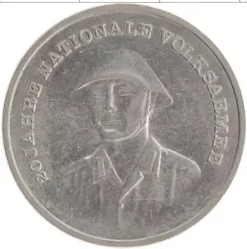 Монета 10 марок ГДР 1976 года Медно-никель А 20 лет Национальной Народной Армии