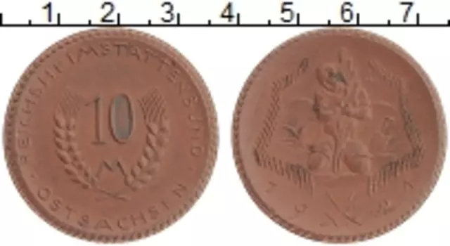 Монета 10 марок Германия : Нотгельды 1921 года Фарфор Восточная Саксония