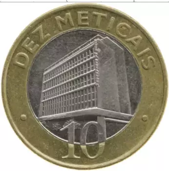 Монета 10 метикаль Мозамбика 2003 года Биметалл