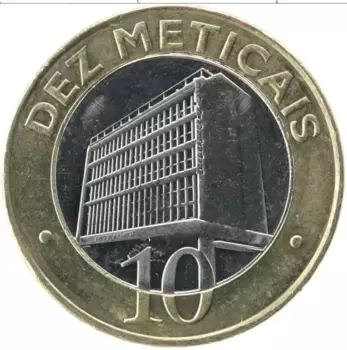Монета 10 метикаль Мозамбика 2006 года Биметалл Банк