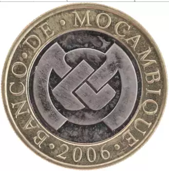 Монета 10 метикаль Мозамбика 2006 года Биметалл