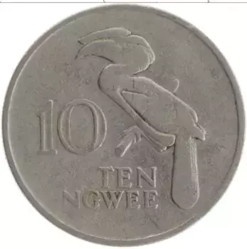 Монета 10 нгвей Замбии 1968 года Медно-никель