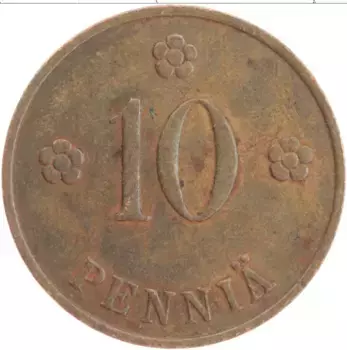 Монета 10 пенни Финляндии 1935 года Медь Герб