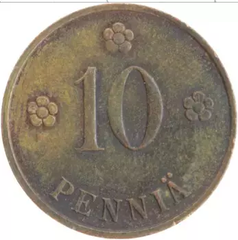 Монета 10 пенни Финляндии 1939 года Медь Герб