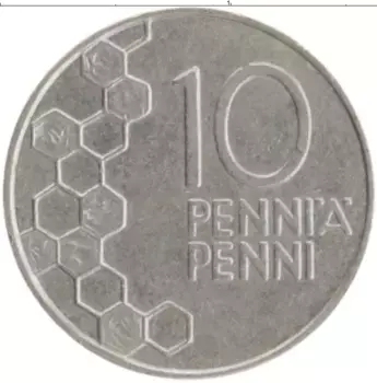 Монета 10 пенни Финляндии 1990 года Медно-никель