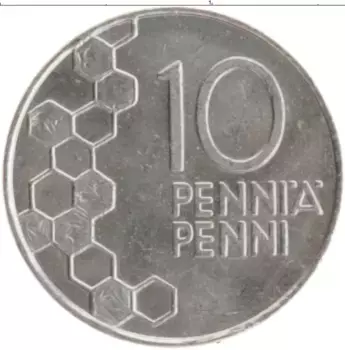 Монета 10 пенни Финляндии 1990 года Медно-никель