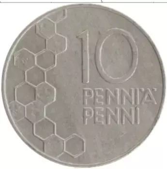 Монета 10 пенни Финляндии 1990 года Медно-никель