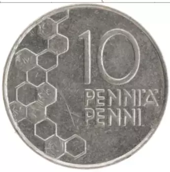 Монета 10 пенни Финляндии 1991 года Медно-никель