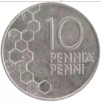 Монета 10 пенни Финляндии 1991 года Медно-никель
