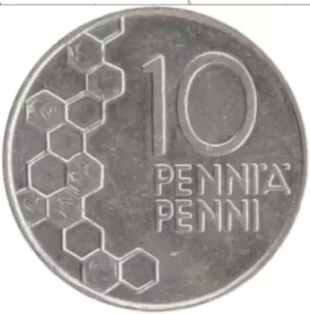 Монета 10 пенни Финляндии 1991 года Медно-никель