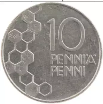 Монета 10 пенни Финляндии 1991 года Медно-никель