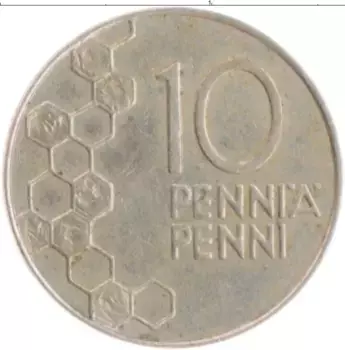 Монета 10 пенни Финляндии 1992 года Медно-никель