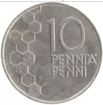 Монета 10 пенни Финляндии 1993 года Медно-никель