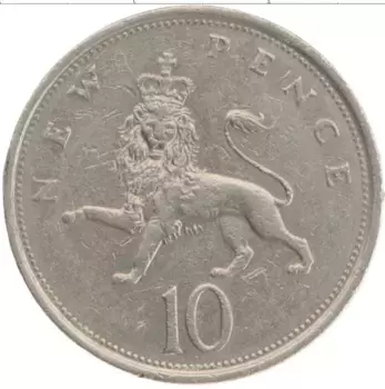 Монета 10 пенсов Англии 1979 года Медно-никель