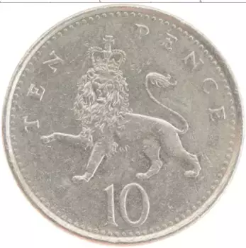 Монета 10 пенсов Англии 1992 года Медно-никель