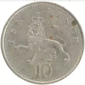 Монета 10 пенсов Англии 1992 года Медно-никель