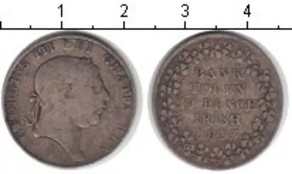 Монета 10 пенсов Ирландии 1813 года Серебро токен Георг III
