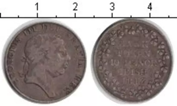 Монета 10 пенсов Ирландии 1813 года Серебро токен Георг III
