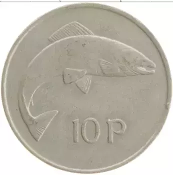 Монета 10 пенсов Ирландии 1969 года Медно-никель
