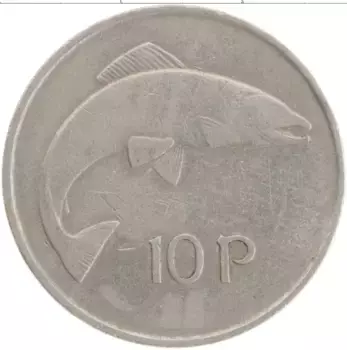 Монета 10 пенсов Ирландии 1974 года Медно-никель