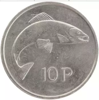 Монета 10 пенсов Ирландии 1975 года Медно-никель